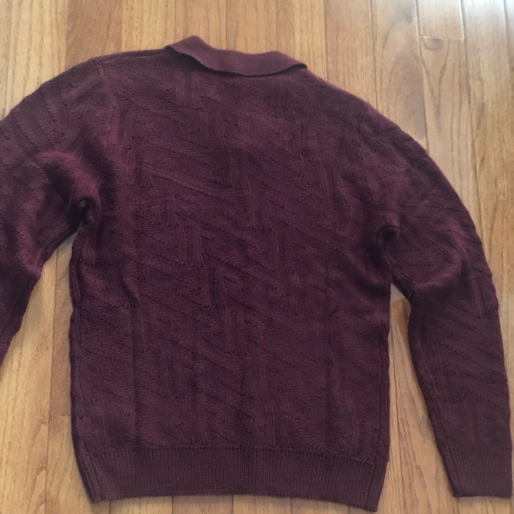 NWT Express Men's Burgundy Polo Quarter Button Up Sweater Size Small - Picture 6 of 13